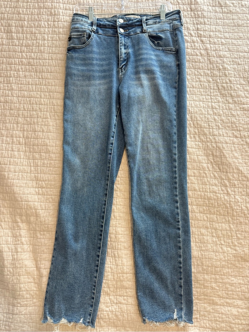 KanCan Light Blue Boot-Cut Jeans with Raw Hem